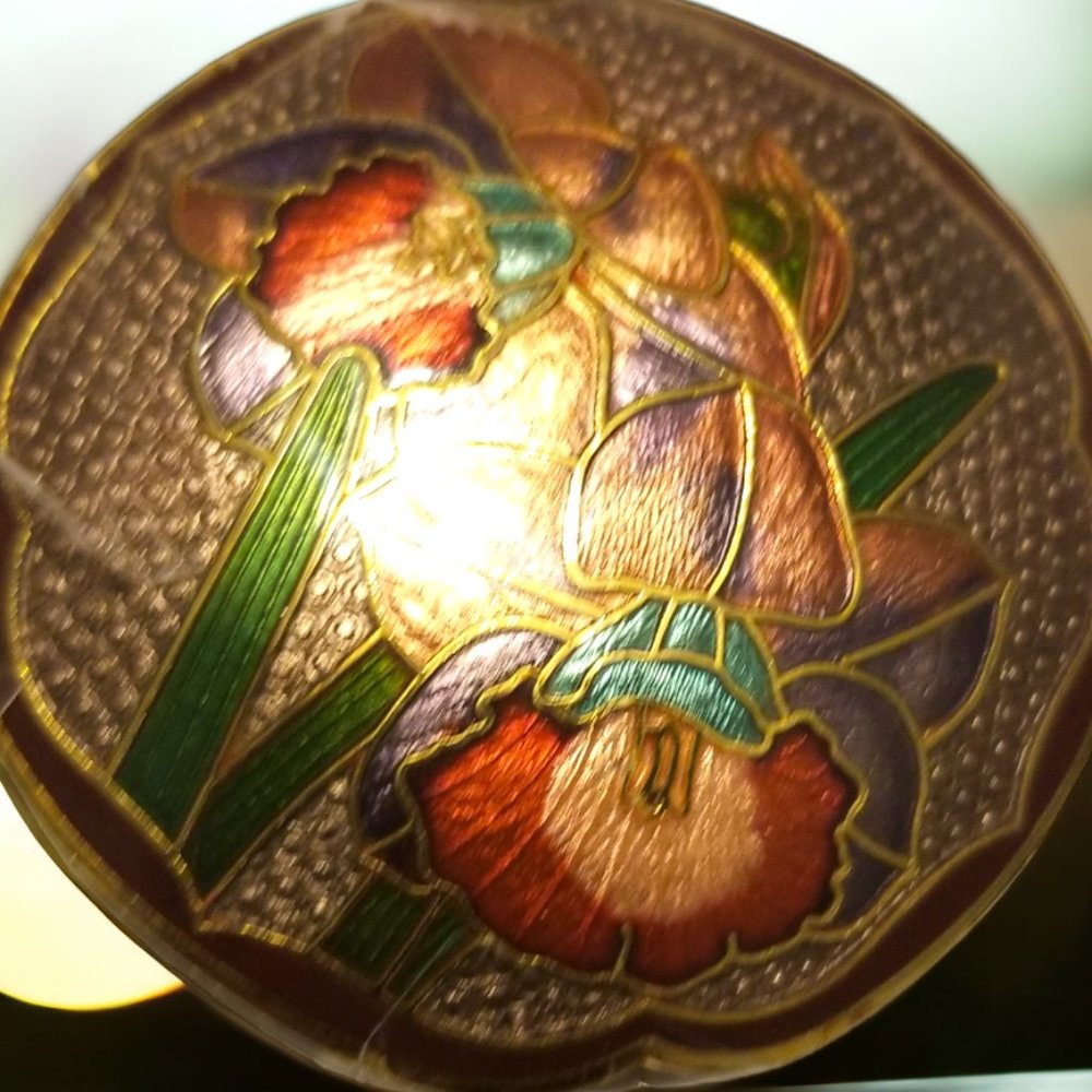 Cloisonné Enamel Belt Buckle Gold & Black Iris Charmant Beverly Hills, CA - Picture 3 of 4